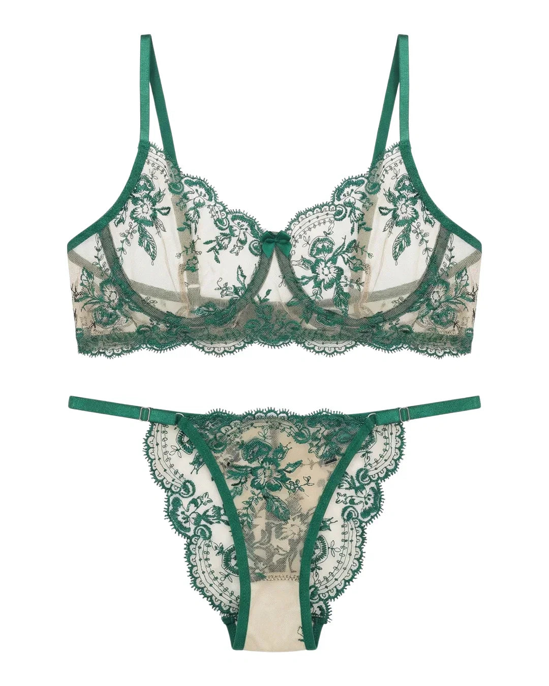 Non Padded Bra Set - Florisse - Green