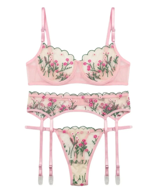 Non Padded Bra Set - Elvoria - Pink