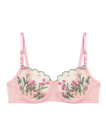 Non Padded Bra Set - Elvoria - Pink