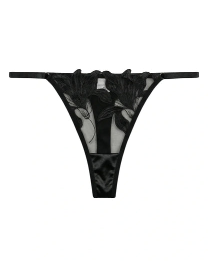 Non Padded Bra Set - Petal Luxe - Black