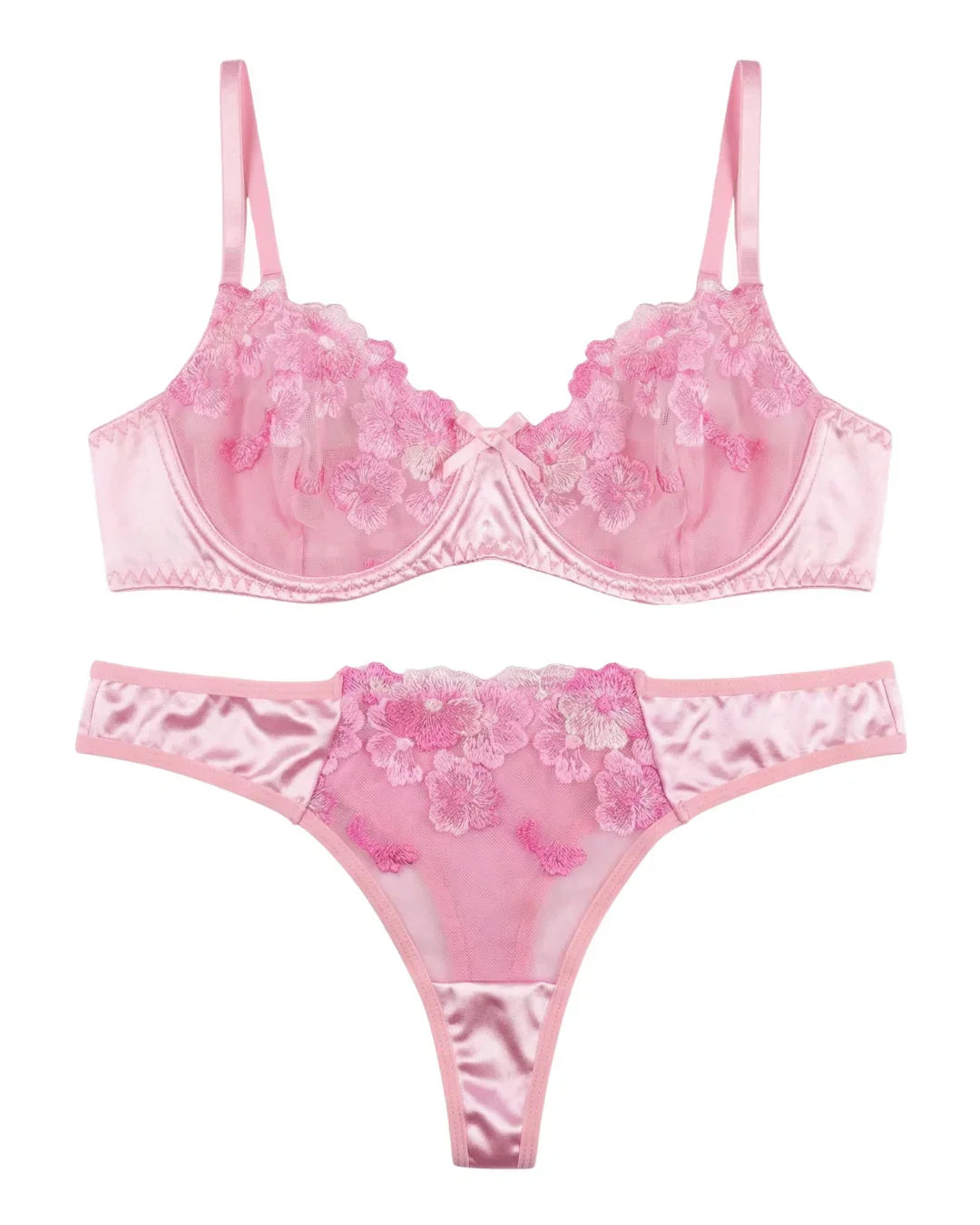 Non Padded Bra Set - Petal Charm - Pink