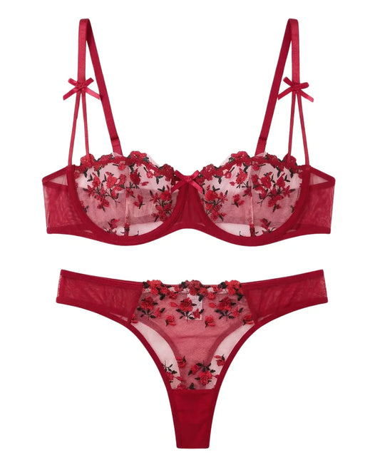 Non Padded Bra Set - Blush Veil - Maroon
