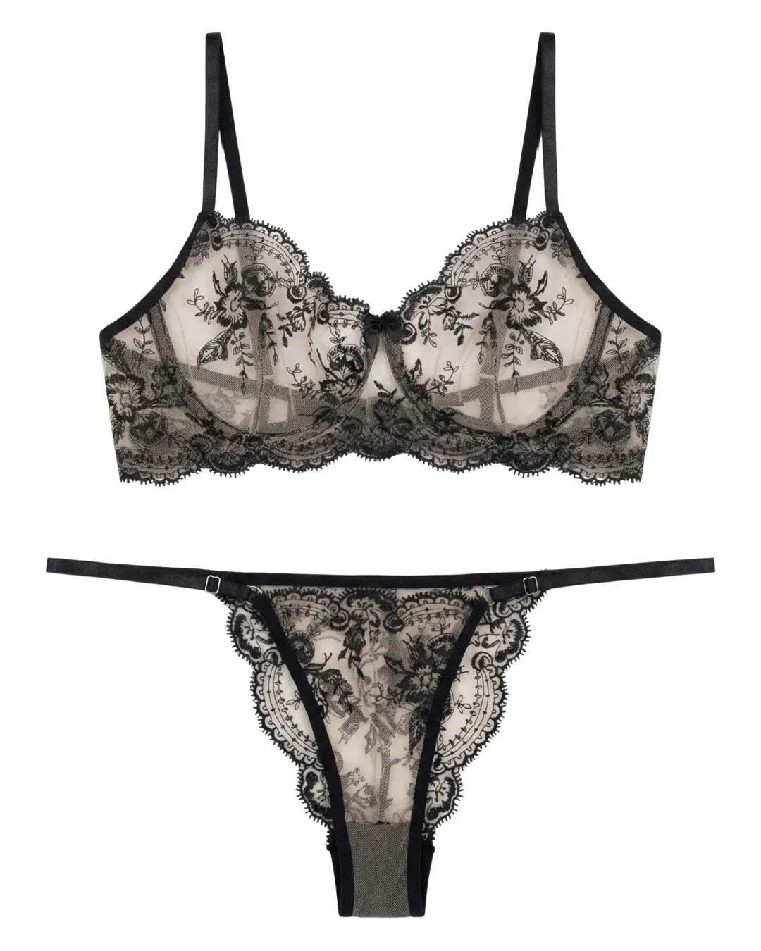 Non Padded Bra Set - Florisse - Black