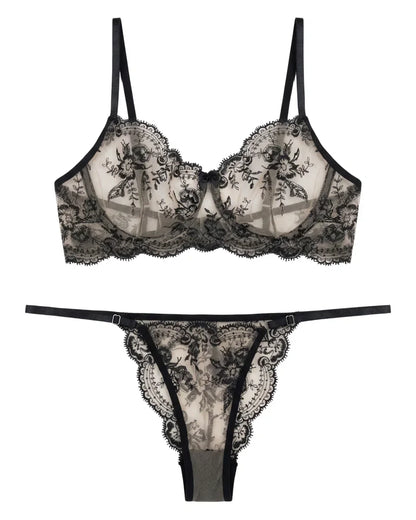 Non Padded Bra Set - Florisse - Black