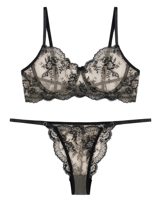 Non Padded Bra Set - Florisse - Black
