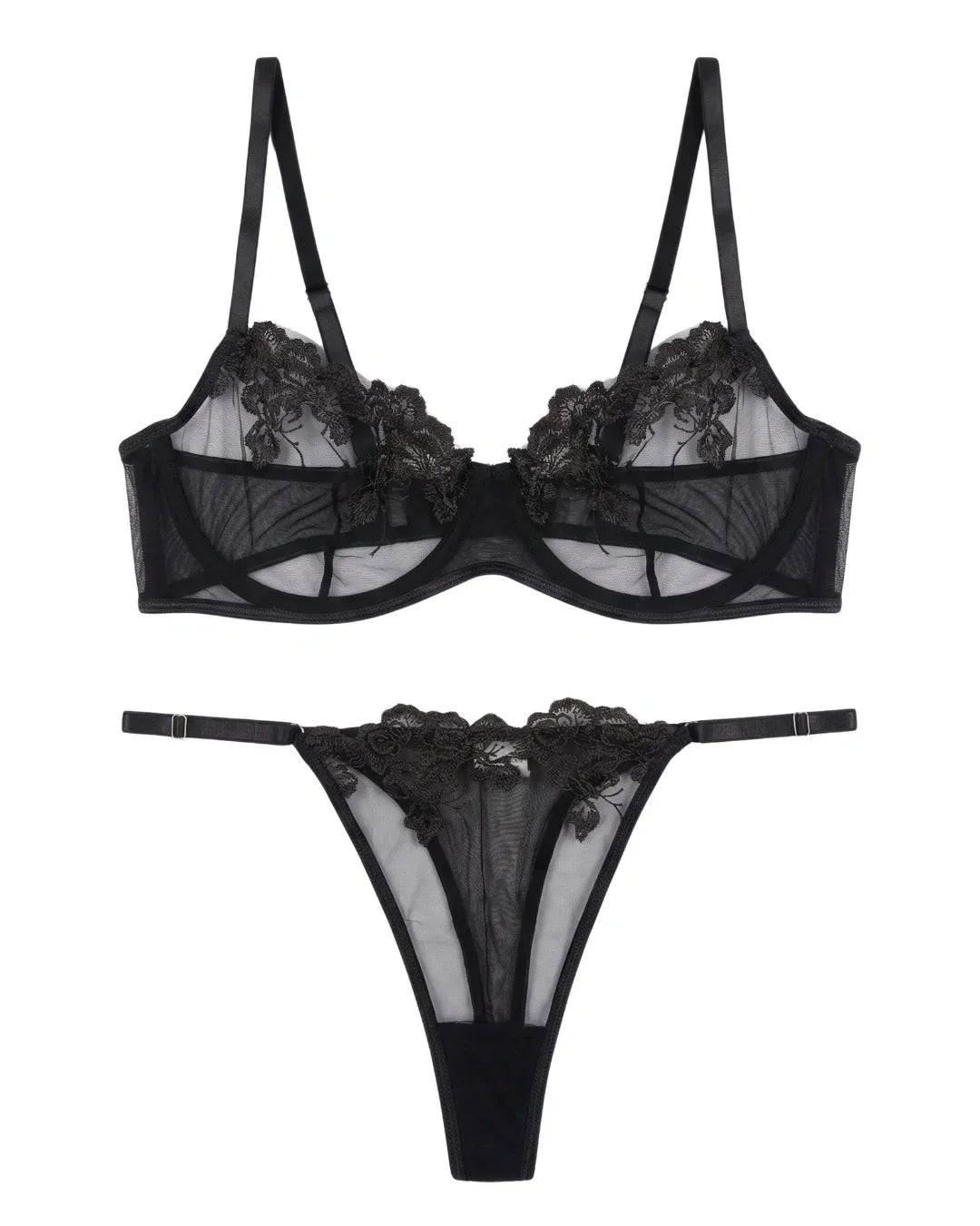 Non Padded Bra Set - Noir Whisper - Black