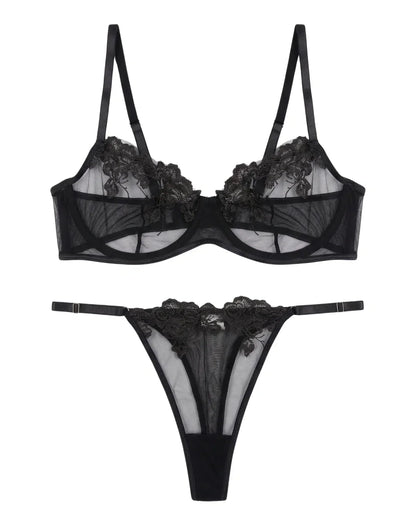 Non Padded Bra Set - Noir Whisper - Black