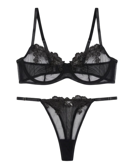 Non Padded Bra Set - Noir Whisper - Black