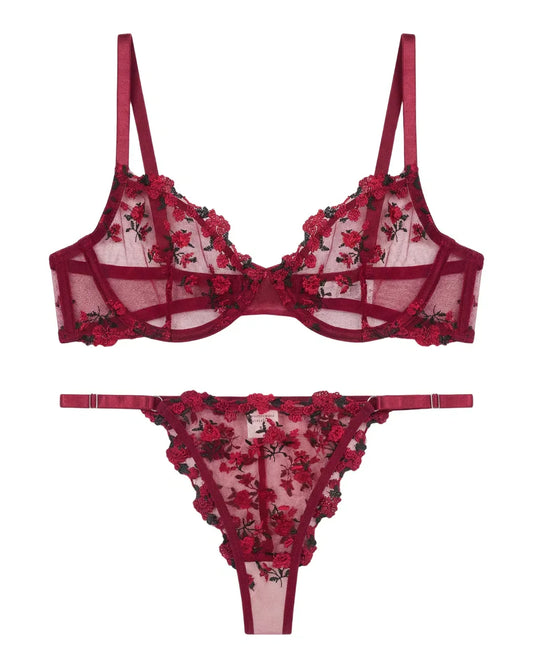 Non Padded Bra Set - Crimson Noir - Maroon