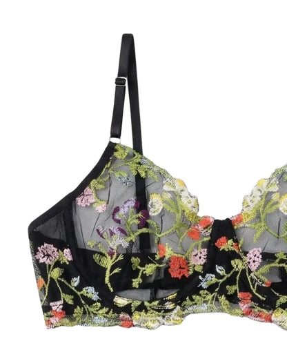 Non Padded Bra Set - Fiora - Black