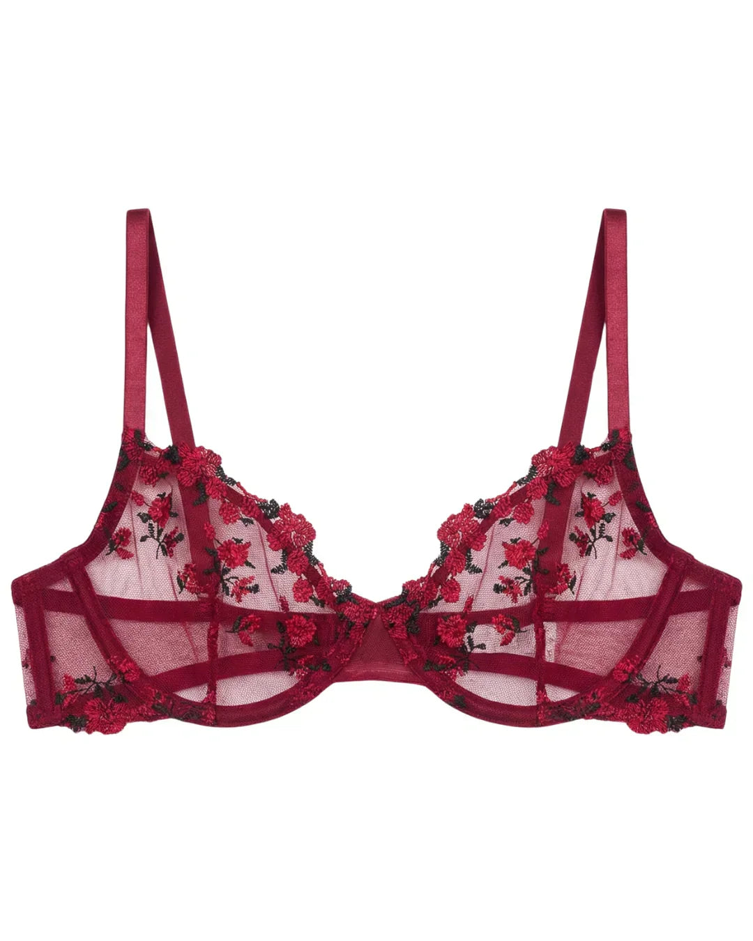 Non Padded Bra Set - Crimson Noir - Maroon