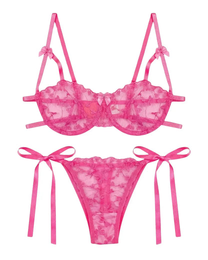 Non Padded Bra Set - Arvessa - Pink