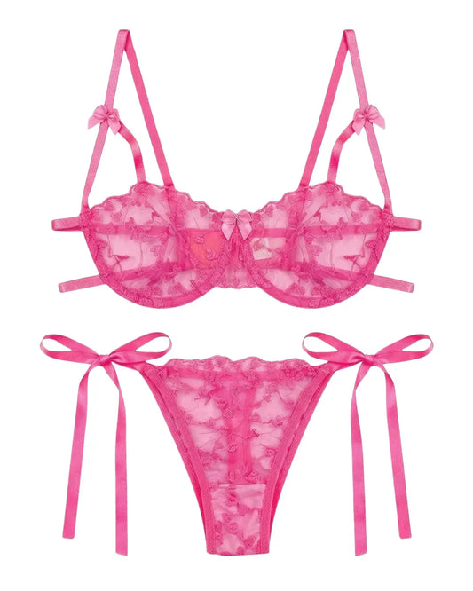 Non Padded Bra Set - Arvessa - Pink