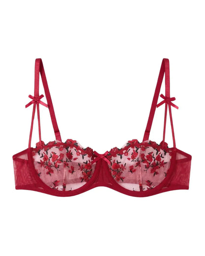 Non Padded Bra Set - Blush Veil - Maroon
