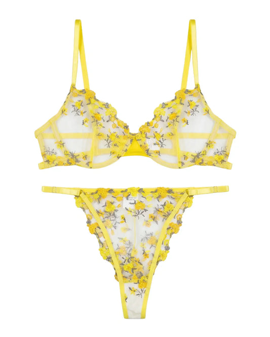 Non Padded Bra Set - Flora Zest - Yellow
