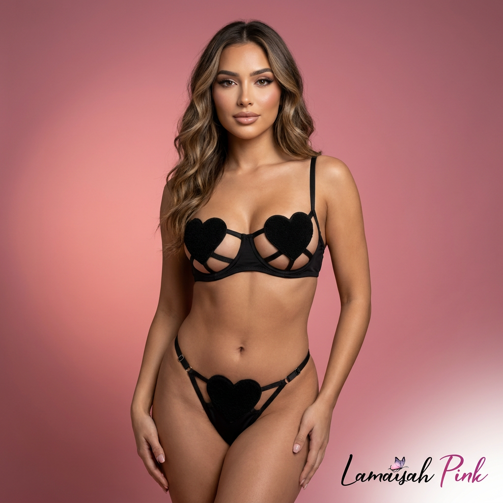 Black Sheep Heart Bra Set