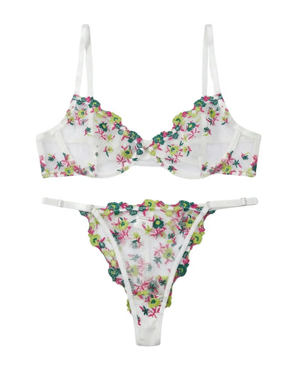 Non Padded Bra Set - Flora Zest - Green
