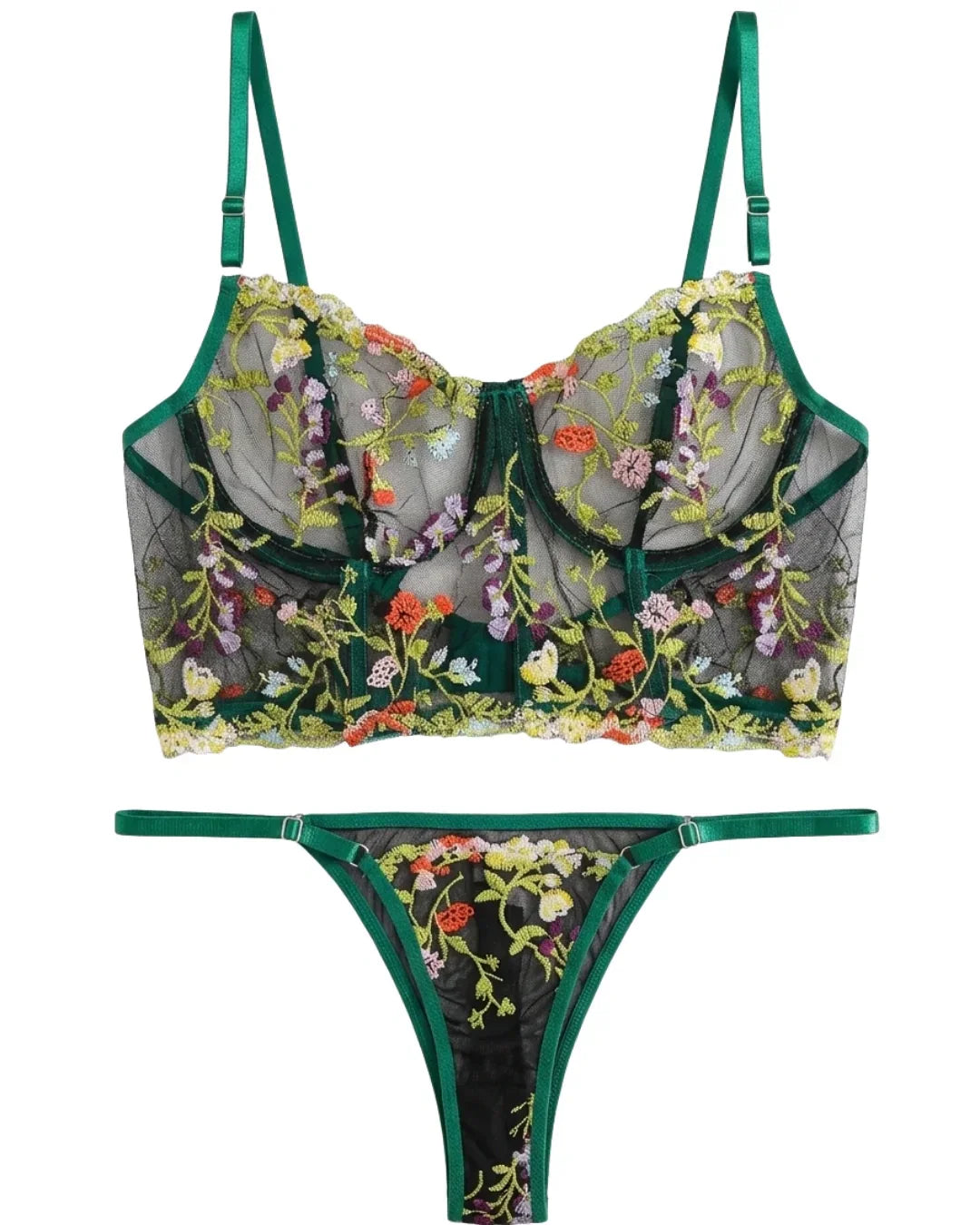 Non Padded Bra Set - Alvyn - Green