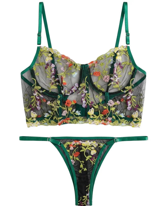 Non Padded Bra Set - Alvyn - Green