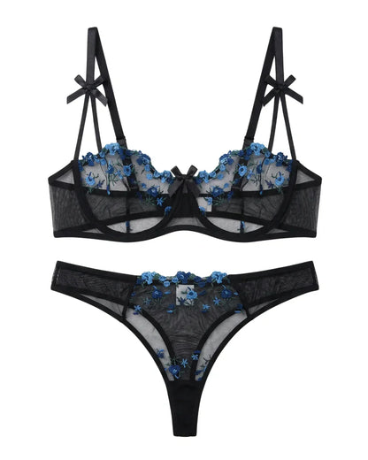 Non Padded Bra Set - Blush Veil - Blue