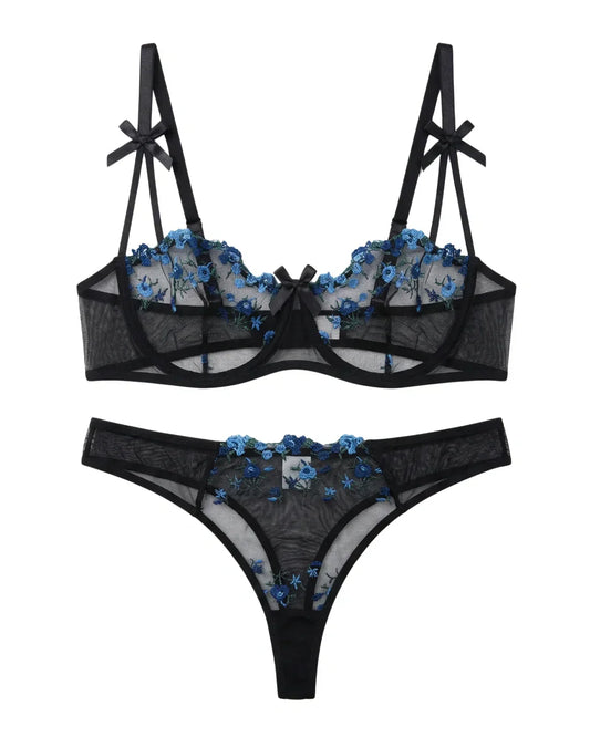 Non Padded Bra Set - Blush Veil - Blue