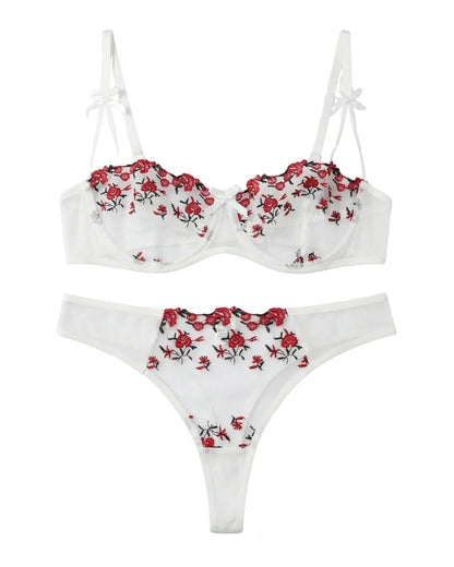 Non Padded Bra Set - Blush Veil - White