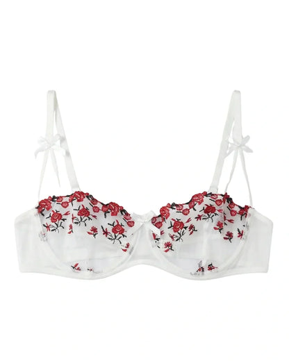 Non Padded Bra Set - Blush Veil - White