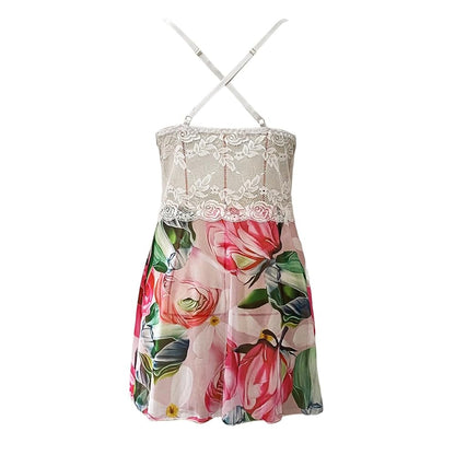 Floral Net Criss Cross Back Nighty
