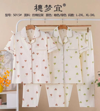 Hearts Print Soft Cotton Pajama Set