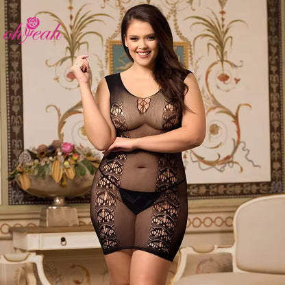 Fish Net Sparkle Body Stocking(Plus Size)