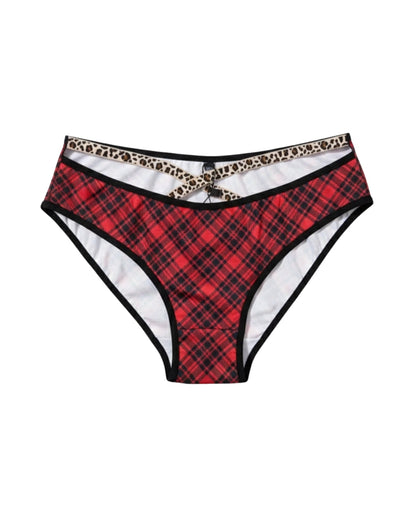 Padded Bra Set - Checked Strap - Red