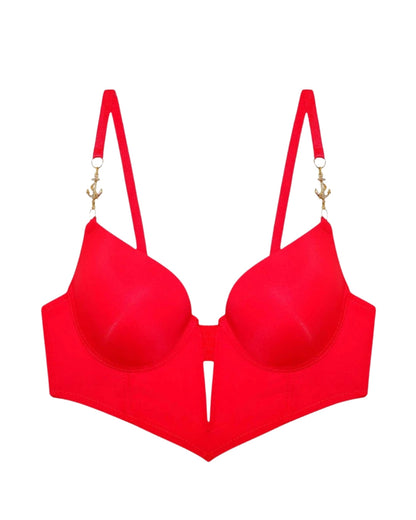 Padded Bra Set - Classic Shape - Red