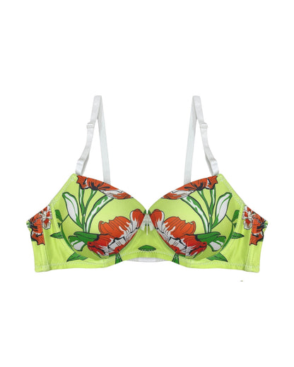 Padded Bra Set - Green Floral