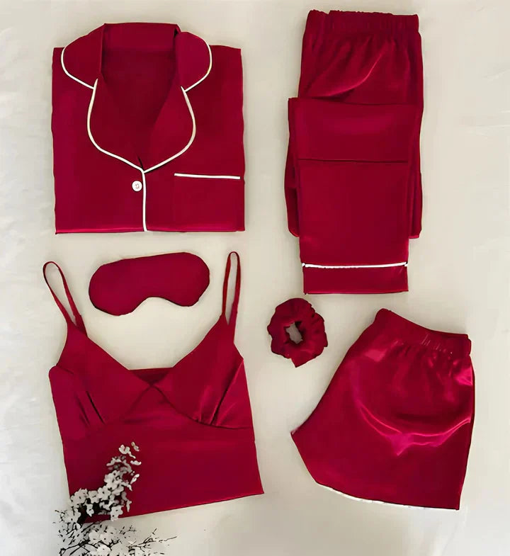 6 in 1 Sik Night Suit Set