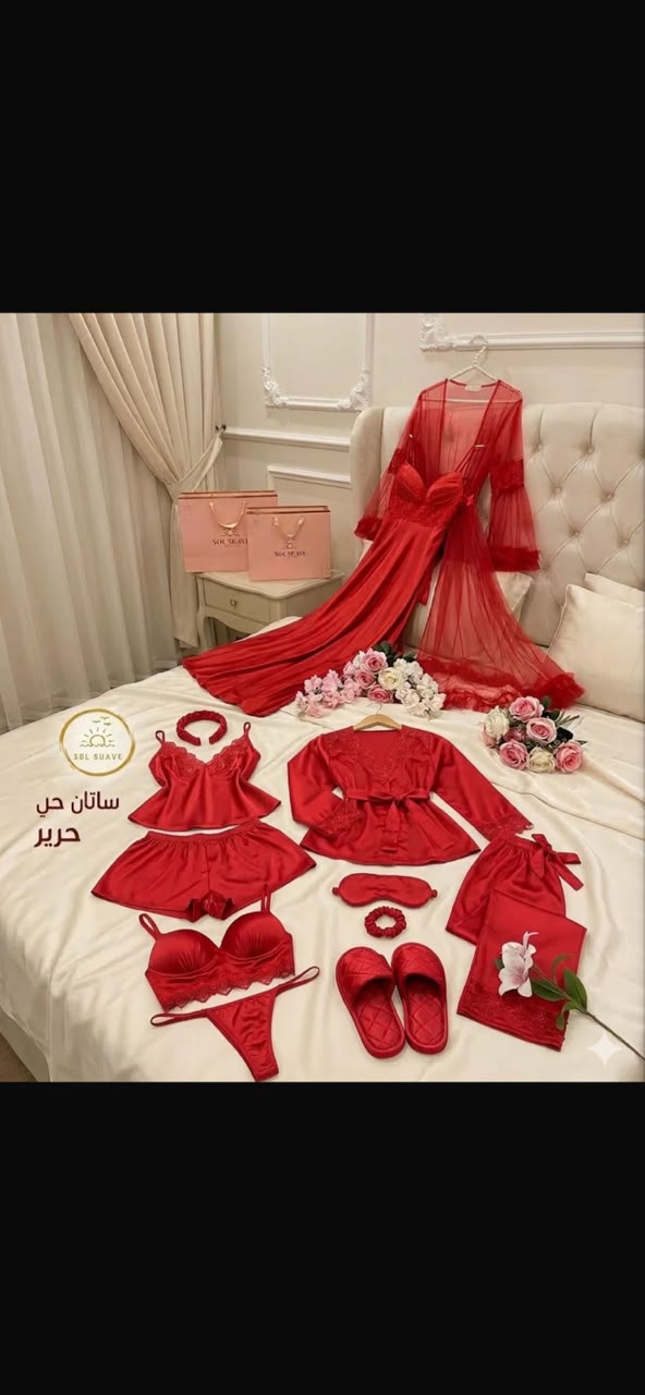 8 Pcs Luxury Imported Silk Nighty Bridal Set