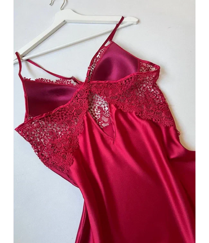 4Pcs Silk Turkish Guipure Detail Nighty Set