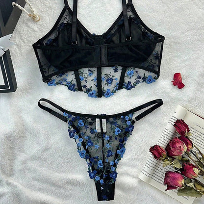 Rosé All Dazed Sheer Embroidered Lingerie