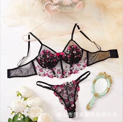 Rosé All Dazed Sheer Embroidered Lingerie