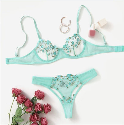 Stop & Stare Sheer Mesh Bra & Thong Lingerie