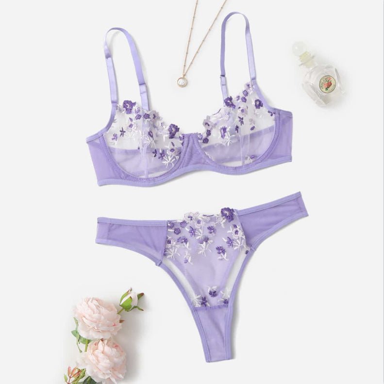 Stop & Stare Sheer Mesh Bra & Thong Lingerie