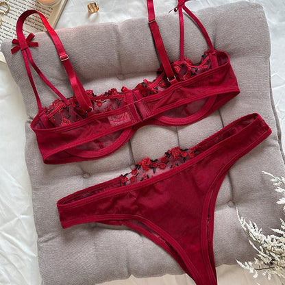 Stop & Stare Sheer Mesh Bra & Thong Lingerie